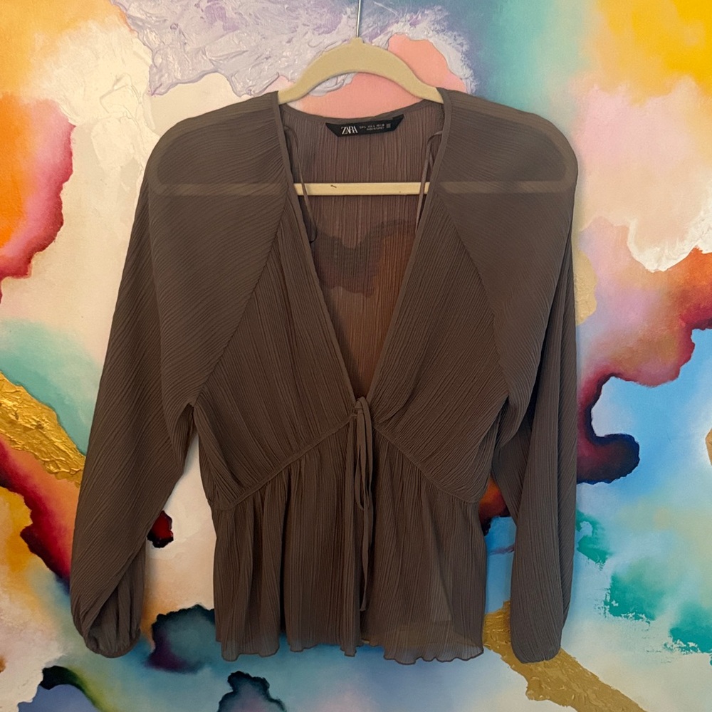 Zara Taupe Women's Blouse